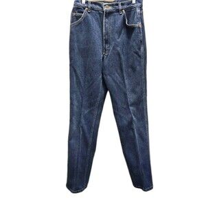 90s Vintage Lee Mom Jeans Womens Sz 14 Blue Denim High Rise Straight Made USA